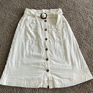 Sézane Hanna Skirt Cream Organic Cotton Belted Skirt